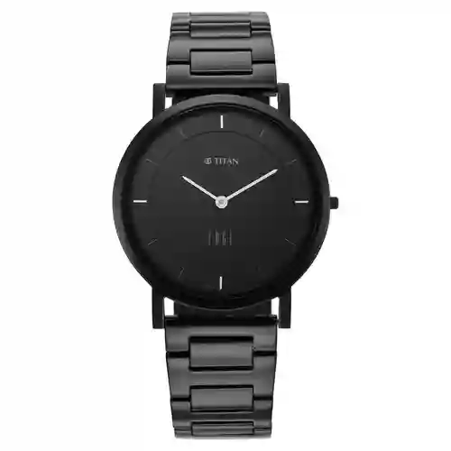 Titan Quartz Analog Black Dial Stainless Steel Strap Watch for Men | Classic Everyday Timepiece