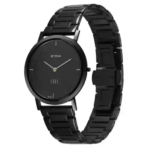 Titan Quartz Analog Black Dial Stainless Steel Strap Watch for Men | Classic Everyday Timepiece