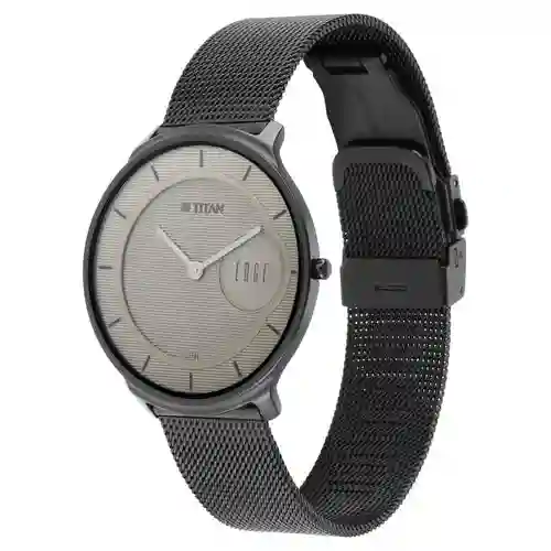 Titan Edge Baseline Beige Analog Stainless Steel Strap Watch for Men | Ultra-Slim Premium Watch