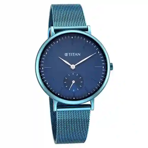 Titan Slimline Blue Dial Analog with Date Stainless Steel Strap Watch for Women | Elegant Everyday Watch