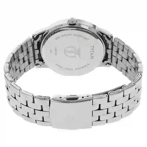 Titan Quartz Analog with Date Anthracite Dial Stainless Steel Strap Watch for Men | Classic Everyday Timepiece