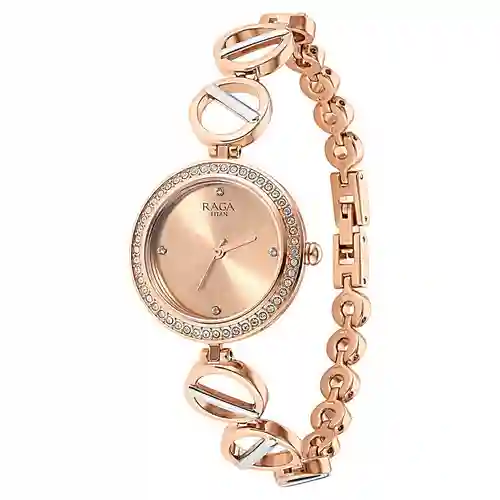 Titan Raga Viva Rose Gold Dial Women Watch With Metal Strap | Elegant Women’s Timepiece