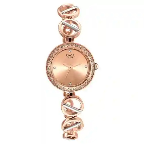 Titan Raga Viva Rose Gold Dial Women Watch With Metal Strap | Elegant Women’s Timepiece