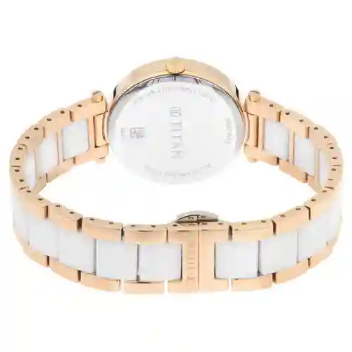 Titan Quartz Analog White Dial Ceramic Strap Watch for Women | Titan Qatar