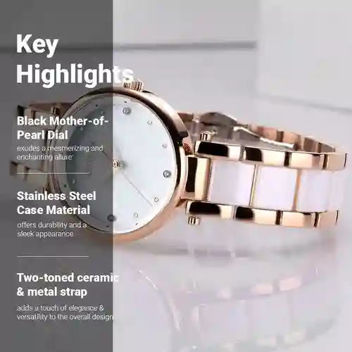 Titan Quartz Analog White Dial Ceramic Strap Watch for Women | Titan Qatar