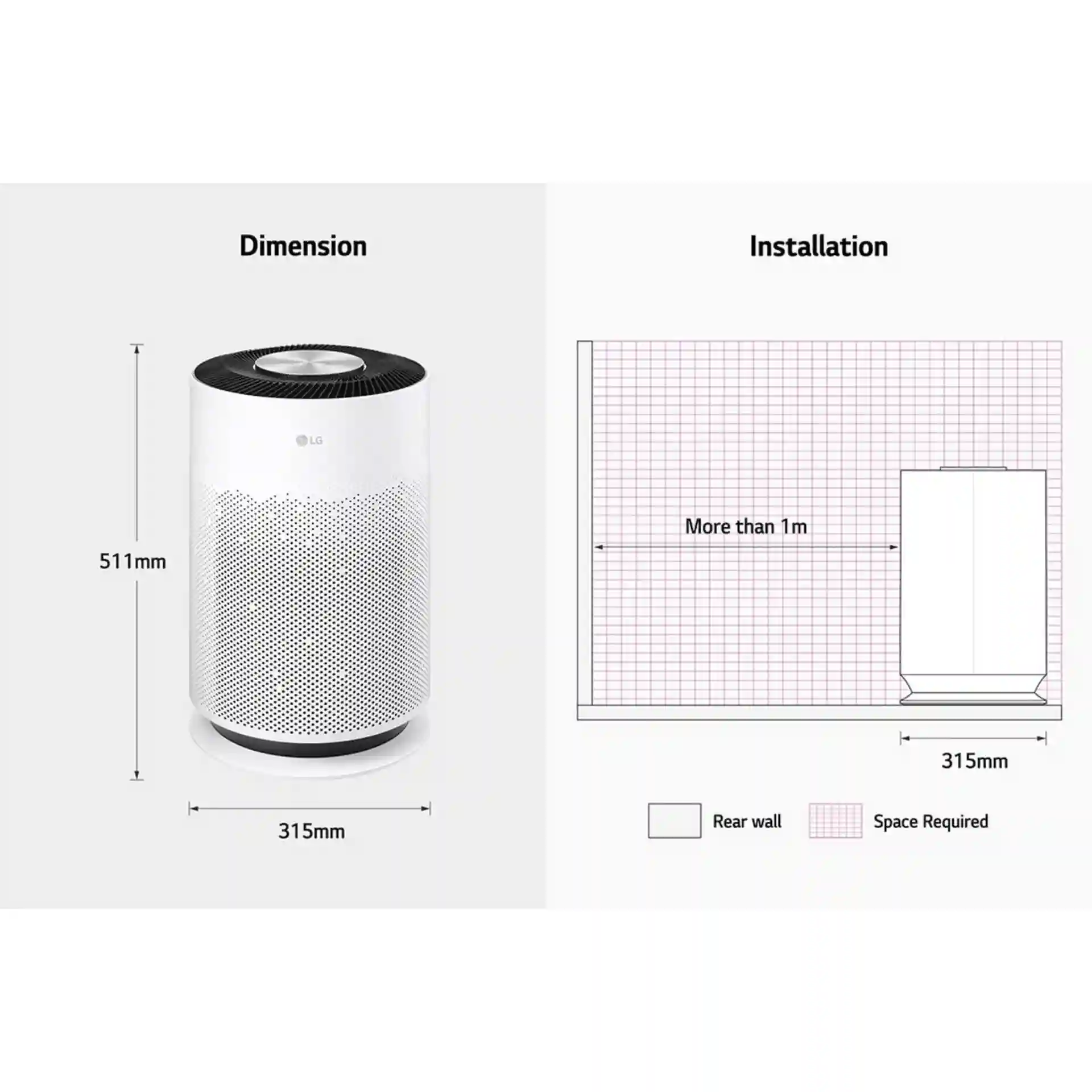 LG Air Purifier AS65GDWH0 | PuriCare 360° • 61 m² Coverage • HEPA H13 • ThinQ