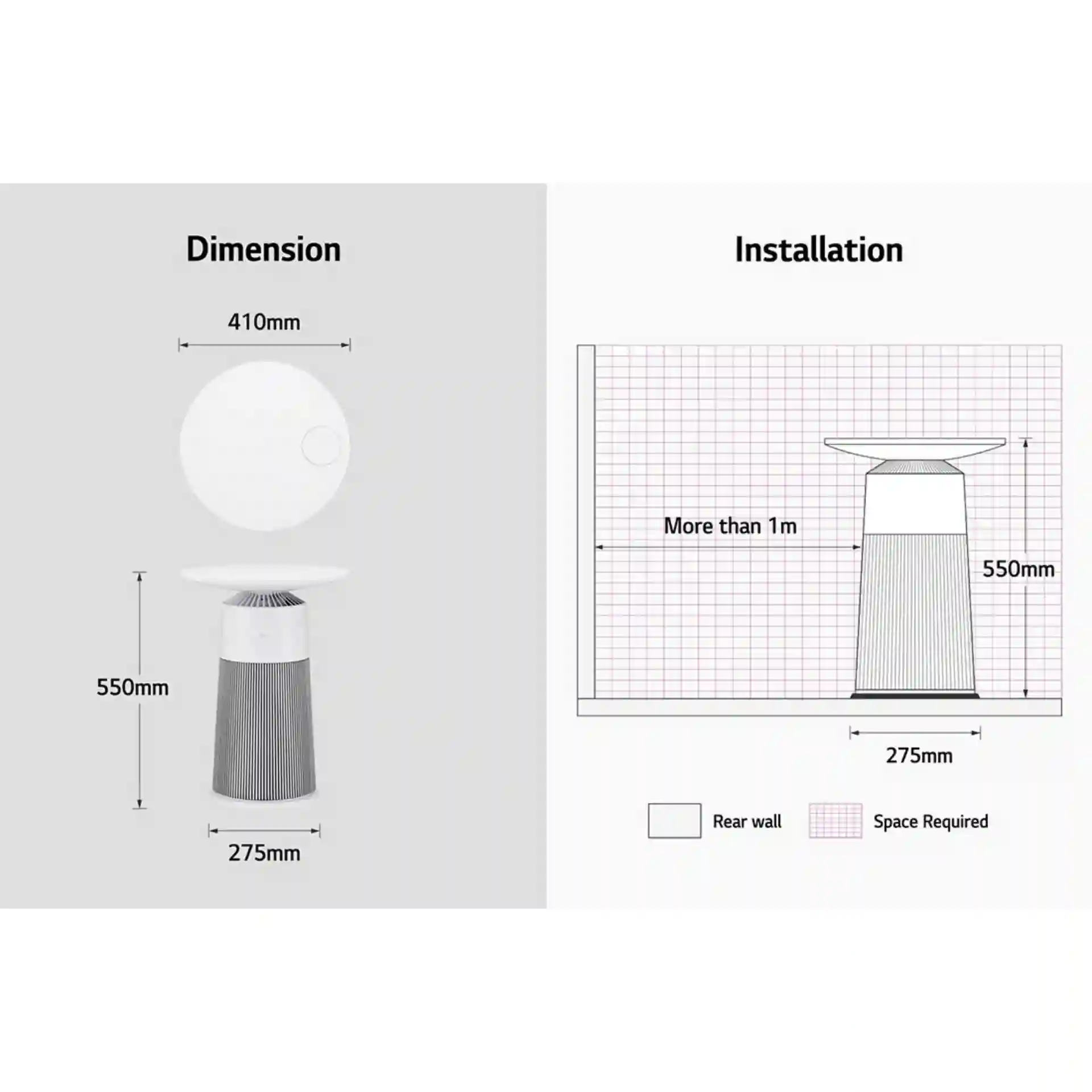 LG Air Purifier AS20GPHK0 | AeroFurniture 360° HEPA • UVnano • Wireless Charging
