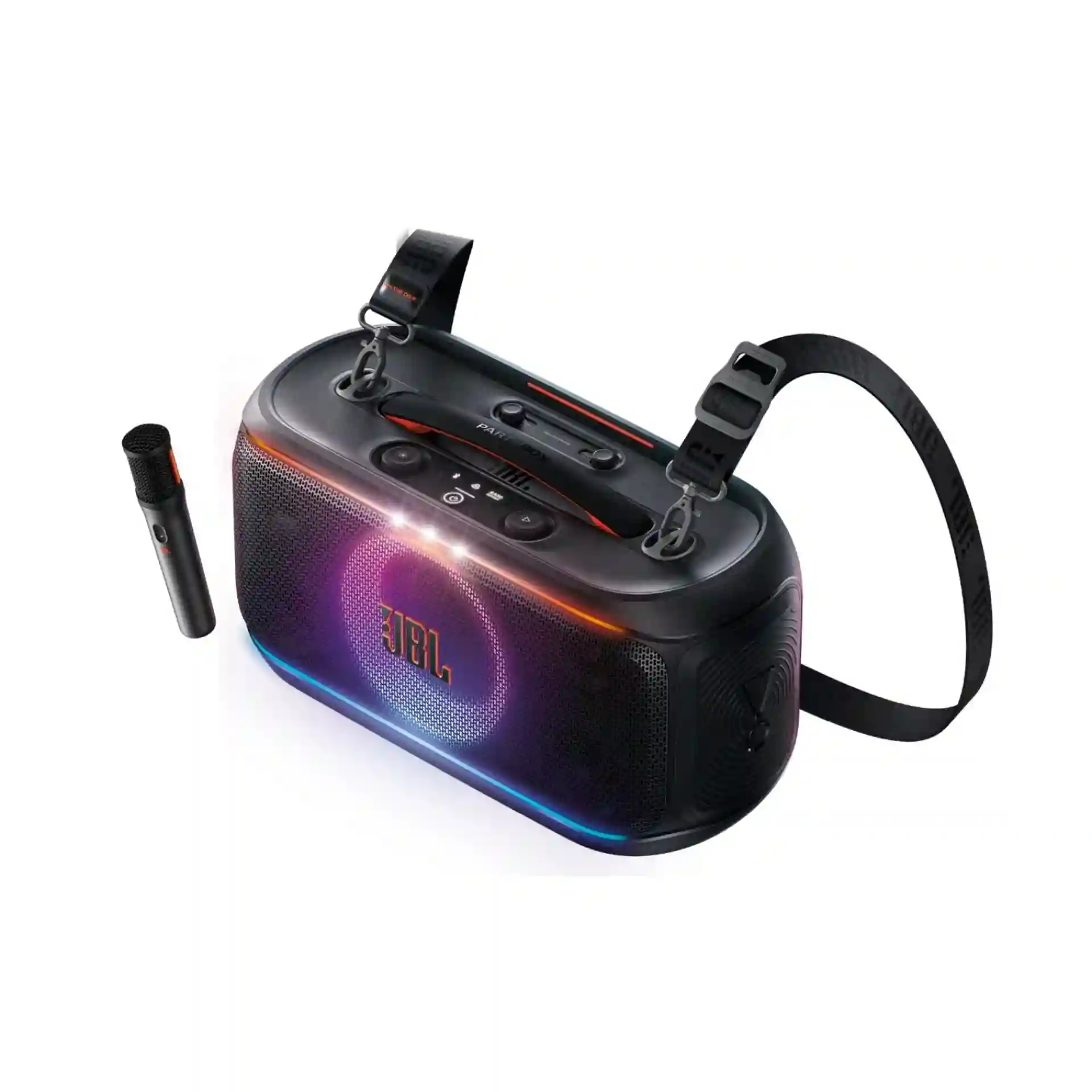 JBL PartyBox On-The-Go 2 Black Portable Party Speaker | Wireless Mic, Deep Bass & Light Effects