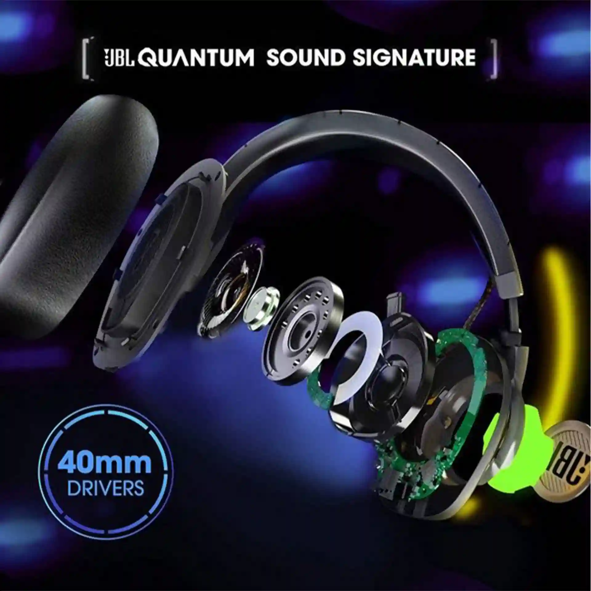 JBL Quantum 100 Black Wired Overhead Gaming Headphone with Detachable Mic | Qatar
