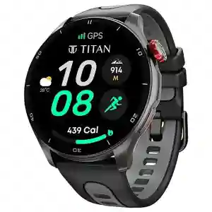 Titan Celestor Smart Watch 1.43" AMOLED Round Display, GPS, Altimeter, Barometer, Compass, BT Calling – Black/Black (90206AP01)