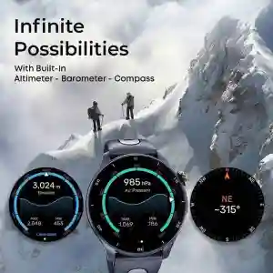 Titan Celestor Smart Watch 1.43" AMOLED Round Display, GPS, Altimeter, Barometer, Compass, BT Calling – Blue/Blue (90206AP02)