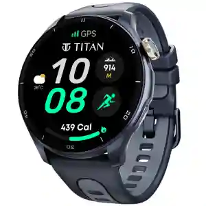Titan Celestor Smart Watch 1.43" AMOLED Round Display, GPS, Altimeter, Barometer, Compass, BT Calling – Blue/Blue (90206AP02)