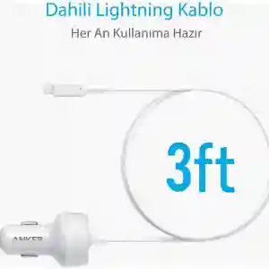 Anker PowerDrive 2 Elite Car Charger with Lightning Connector – White