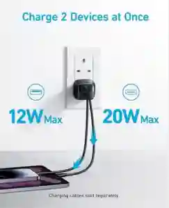 Anker 323 Charger with USB-C to USB-C Cable 33W 3ft Black (B2331K11)