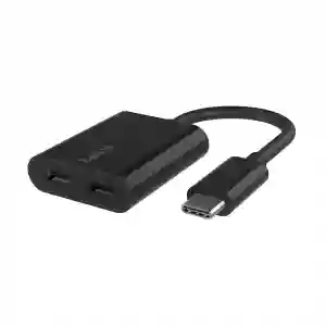 Belkin Rockstar USB-C Audio + Charger Adapter Black (F7U081BTBLK)