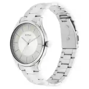 Titan Workwear Beige Dial Analog Metal Strap Watch for Men