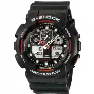 Casio G-Shock Men's Analog-Digital Quartz Watch - GA-100-1A4DR | Black & Red Shock Resistant