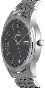 Titan Black Dial Metal Strap Watch 1636SM01