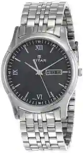 Titan Black Dial Metal Strap Watch 1636SM01