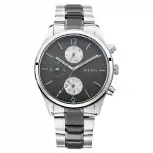 Titan Workwear Anthracite Dial Multi Metal Strap Watch for Men | Stylish Office Wear Watch