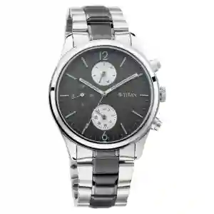 Titan Workwear Anthracite Dial Multi Metal Strap Watch for Men | Stylish Office Wear Watch