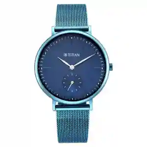 Titan Slimline Blue Dial Analog with Date Stainless Steel Strap Watch for Women | Elegant Everyday Watch
