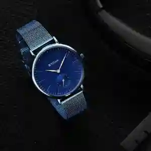Titan Slimline Blue Dial Analog with Date Stainless Steel Strap Watch for Women | Elegant Everyday Watch