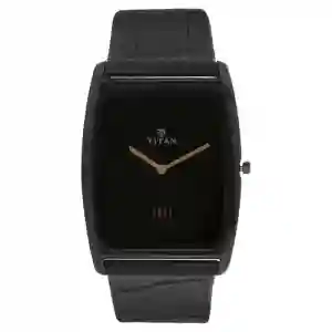 Titan Edge Black Dial Analog Leather Strap Watch for Men | Titan Qatar