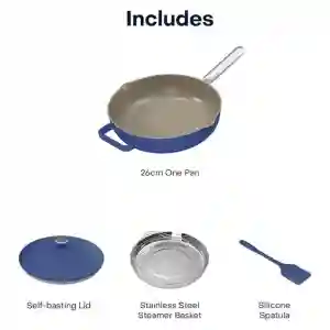 Nutricook NC-OP126B One Pan 26cm Blue | Non-Stick Multipurpose Cooking Pan