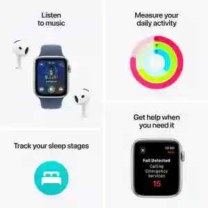 Apple Watch SE (2nd Gen) 44mm Silver Aluminium with Blue Sport Loop (GPS) | Qatar – MXET3QA/A