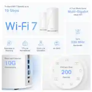 TP-Link Deco BE85 (2-Pack) Whole Home Mesh Wi-Fi 7 System Tri-Band