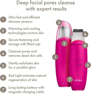 GESKE MicroCurrent Skin Scrubber Blackhead Remover 9 in 1 Magenta GK000044MG01
