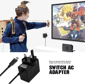 Nintendo AC Adapter USB-C Charger UK 3 Pin for Nintendo Switch Black