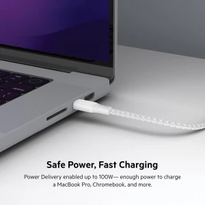 Belkin BoostCharge USB-C to USB-C Braided Cable 100W PD 2M White