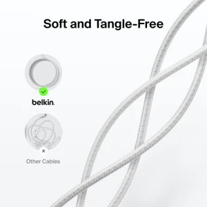 Belkin BoostCharge USB-C to USB-C Braided Cable 240W PD 1M White