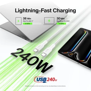 Belkin BoostCharge USB-C to USB-C Braided Cable 240W PD 1M White
