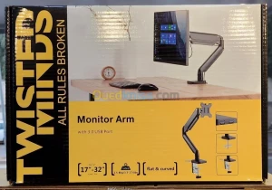 Support Écran Twisted Mind Single en Aluminium TM-26-C06U avec Ports USB 3.0