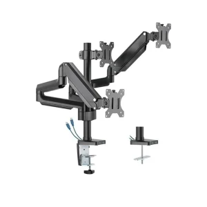 Twisted Minds Premium Triple Monitor Arm Stand and Mount with USB Ports Black 17-27″ Up to 7 kg