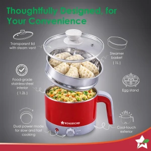 WONDERCHEF Multicook Kettle 1.2L 1000W Red 63153696