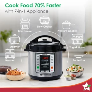WONDERCHEF NutriPot 18 Preset Electric Pressure Cooker 6L Silver Black 63152847