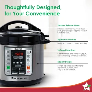 WONDERCHEF NutriPot 18 Preset Electric Pressure Cooker 6L Silver Black 63152847