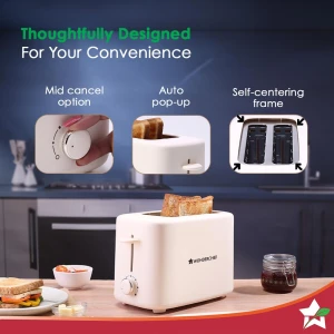 Wonderchef Pop Up Toaster 2 Slice 800W Ivory – 63154840