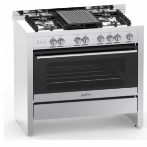 AVEVA AV-1GRC 100×60 Gas Cooker 5 Burners Silver