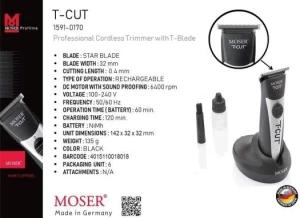 MOSER T-CUT Professional Cord Cordless Hair Trimmer 1591-0170