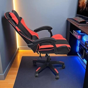 SBF Gaming Chair with Footrest High Back PU Leather Red Black