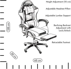 SBF Gaming Chair with Footrest High Back PU Leather Ergonomic Office Chair