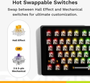 Glorious GMMK 3 Prebuilt Mechanical Gaming Keyboard 65 Hot Swappable RGB Arabic Black