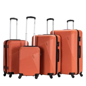 VIPTOUR ABS Hard Side 4 Piece Spinner Luggage Set Reddish Orange VT-A390