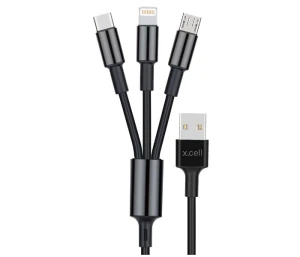 Xcell 3 in 1 Cable Micro USB Type-C Lightning 1.5M Black XL-CB-A31-1.5-BLK