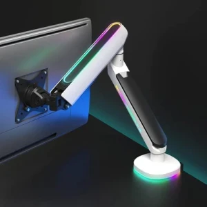 Twisted Minds Single Monitor Desk Mount 17-32 Inch RGB Gas Spring Stand White